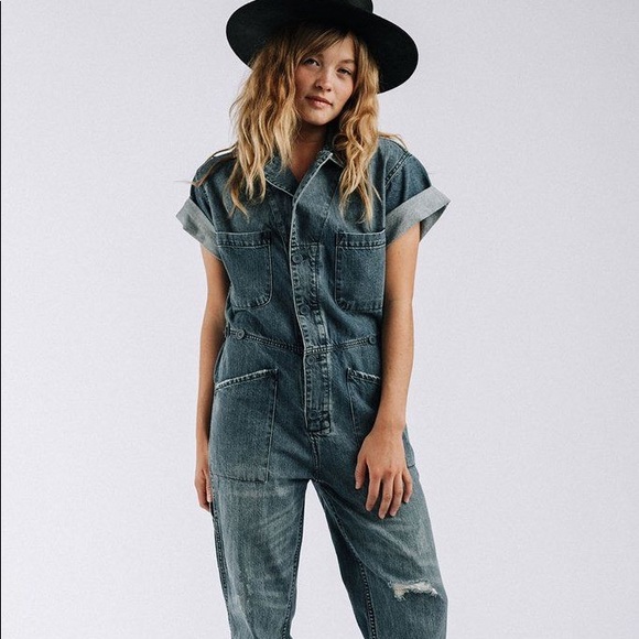 Clad and Cloth Sandy Distressed Denim Jumpsuit - Picture 6 of 8